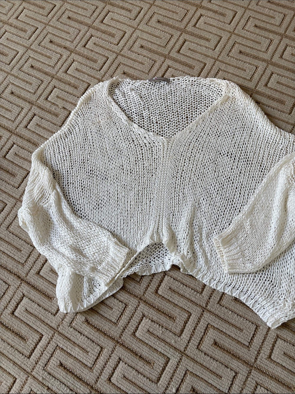 Everyday V-Neck Open Knit Sweater in Cream